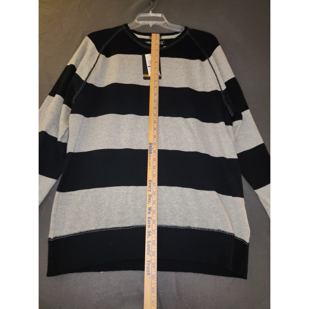 Nautica Jeans Sweater Mens XXL Blue Gray Striped Knit Pullover Cotton Patch Logo - Picture 3 of 9